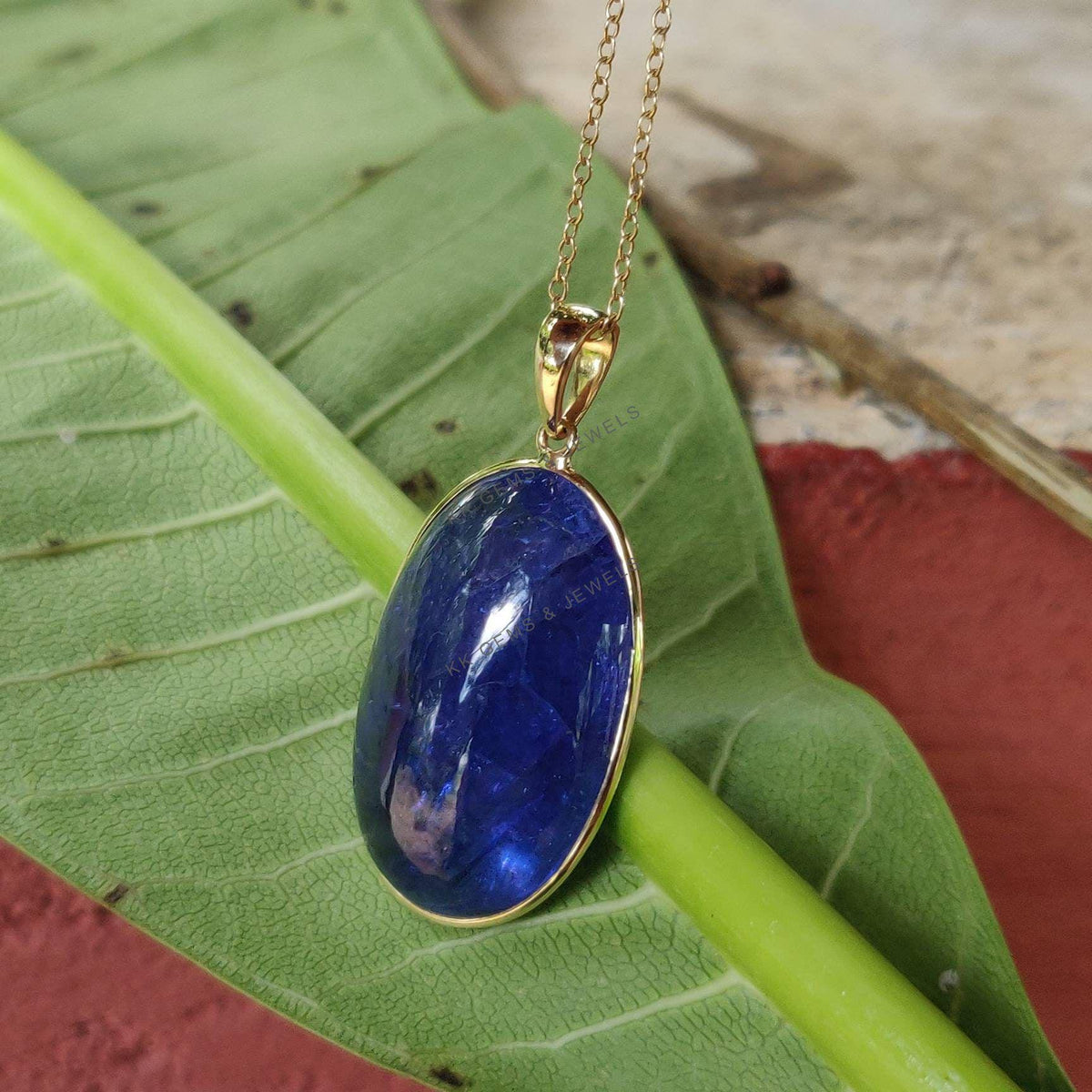 Natural Tanzanite Pendant, 14K Solid Yellow Gold Bezel Setting, December Birthstone