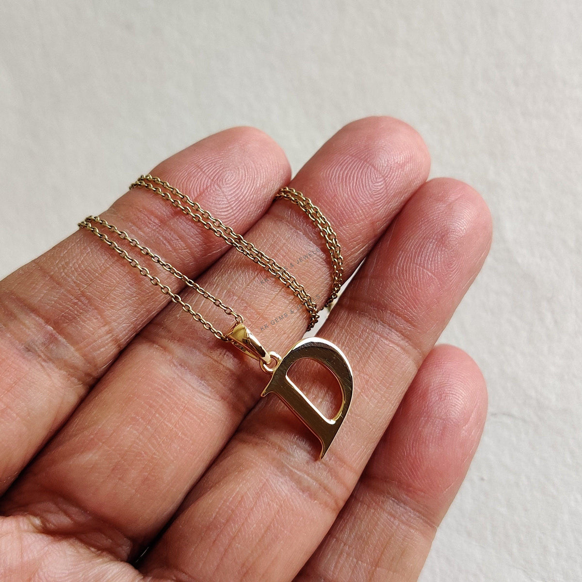 14K Solid Gold Initial D Pendant, Personalized Charm
