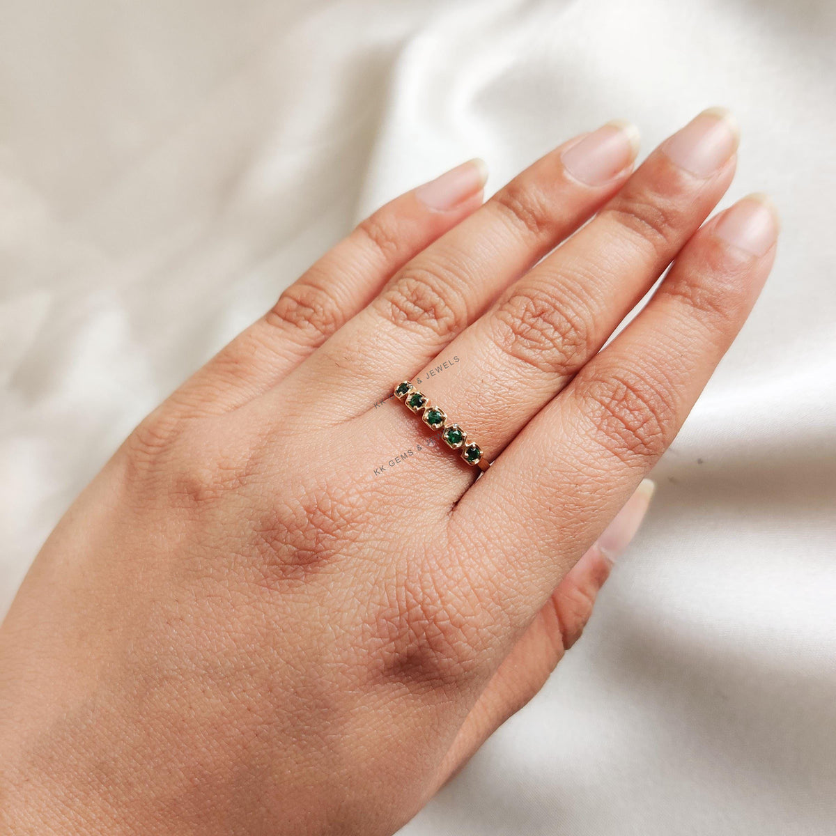 Natural Emerald 14K Solid Yellow Gold Ring, May Birthstone, Wedding Gift