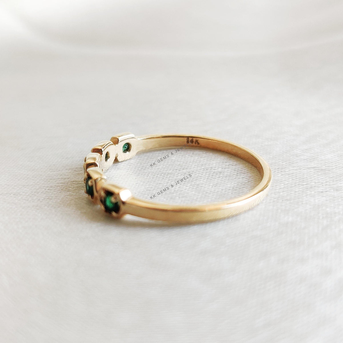 Natural Emerald 14K Solid Yellow Gold Ring, May Birthstone, Wedding Gift