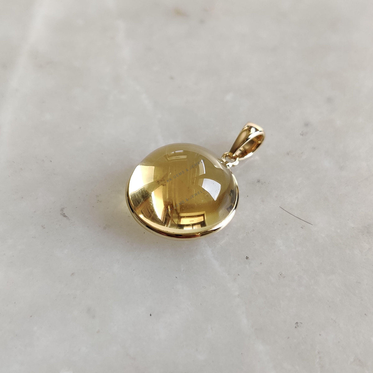 Natural Citrine 14K Solid Yellow Gold Bezel Pendant, November Birthstone, Christmas Present