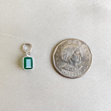 Emerald Cut Natural Green Onyx Pendant, 14K Solid White Gold, May Birthstone
