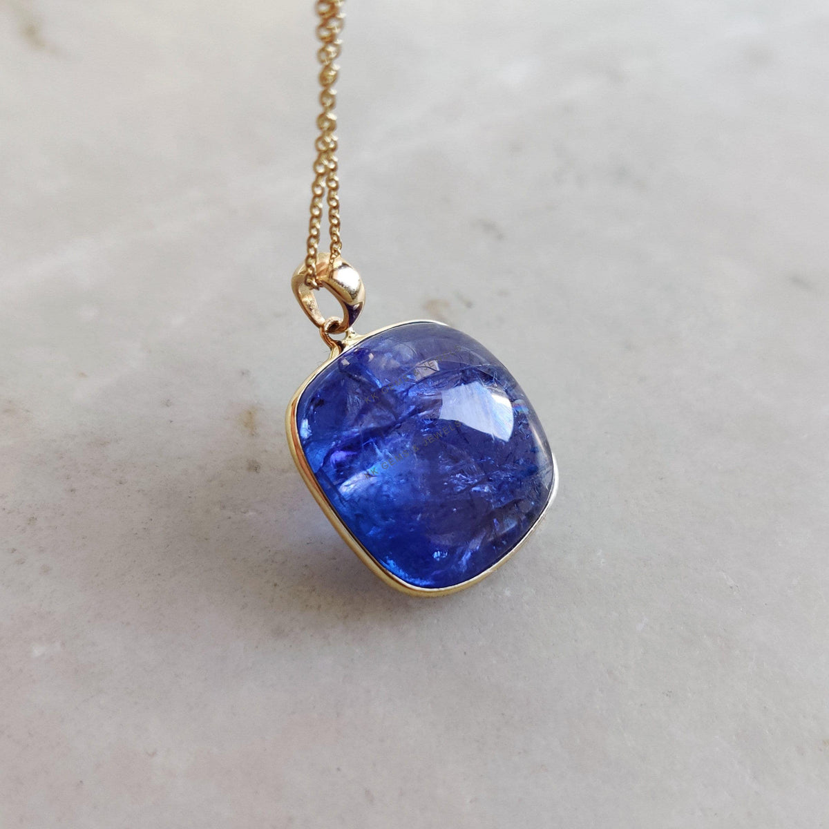 Natural Tanzanite Pendant, 14K Solid Yellow Gold Bezel Pendant, December Birthstone