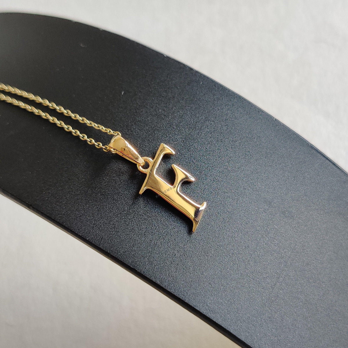 14K Solid Yellow Gold Initial F Pendant, Particular Letter Charm