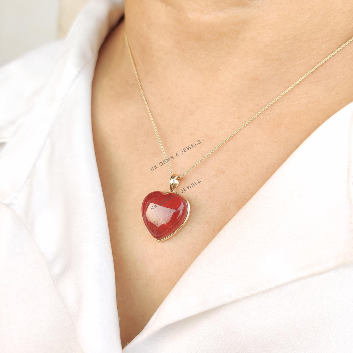 Natural Pink Tourmaline Pendant, 14K Solid Yellow Gold Pendant, October Birthstone Pendant, Heart Pendant, Christmas Present