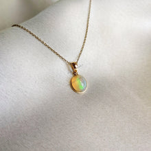 Natural Ethiopion Opal Pendant, 14K Solid Yellow Gold Pendant, October Birthstone