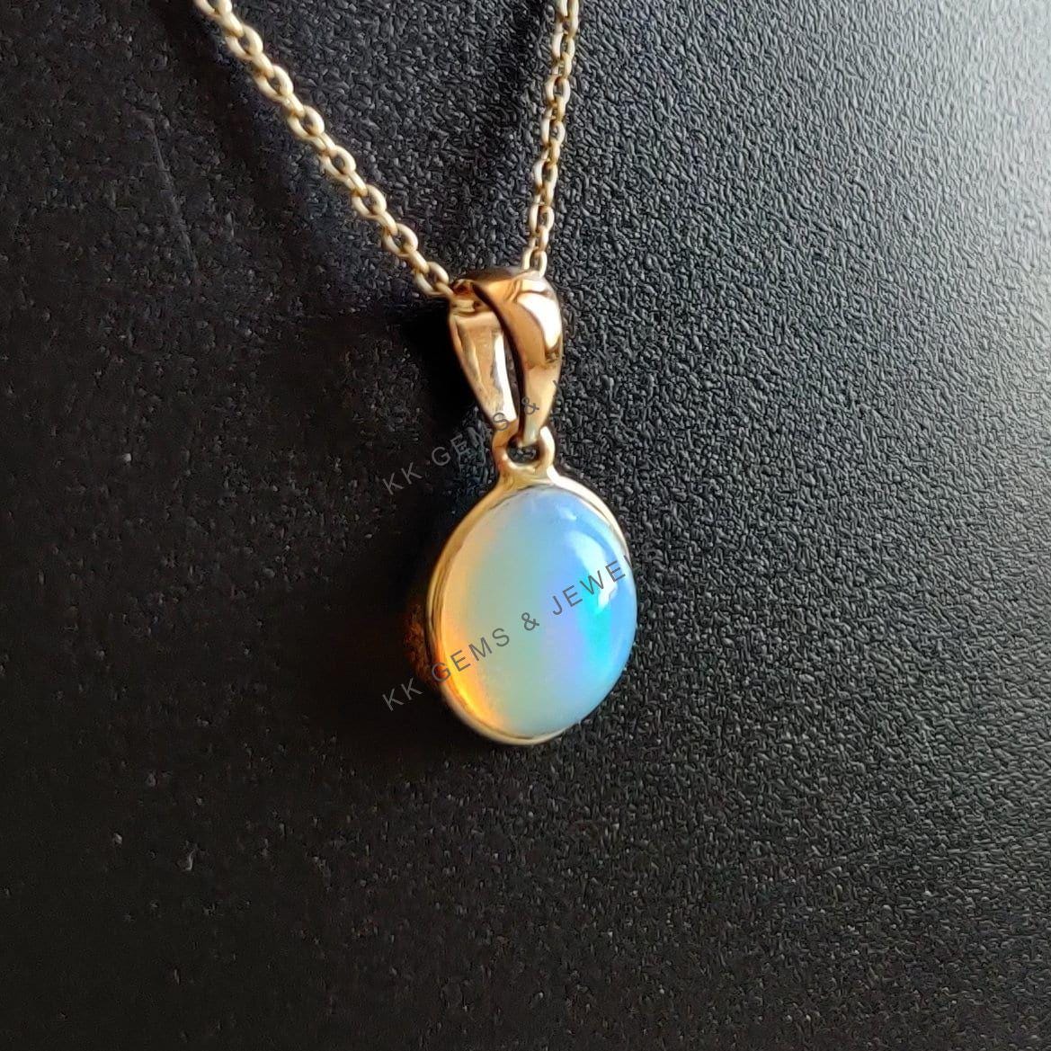Natural Ethiopion Opal Pendant, 14K Solid Yellow Gold Pendant, October Birthstone