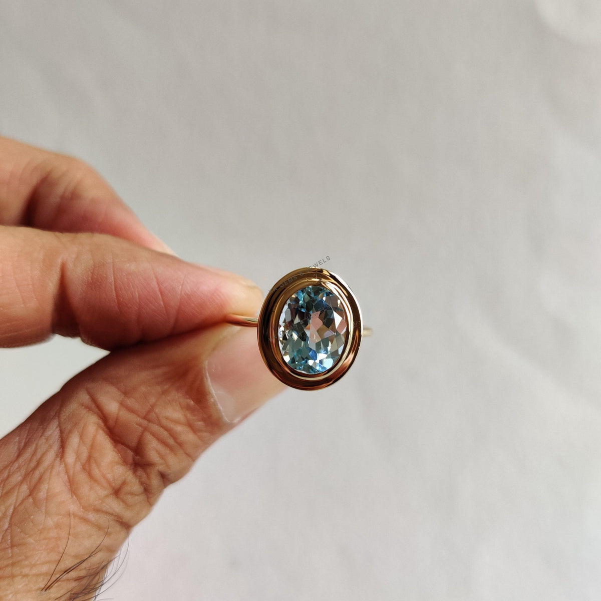 Natural Sky Blue Topaz Ring, 14K Solid Yellow Gold Ring, December Birthstone