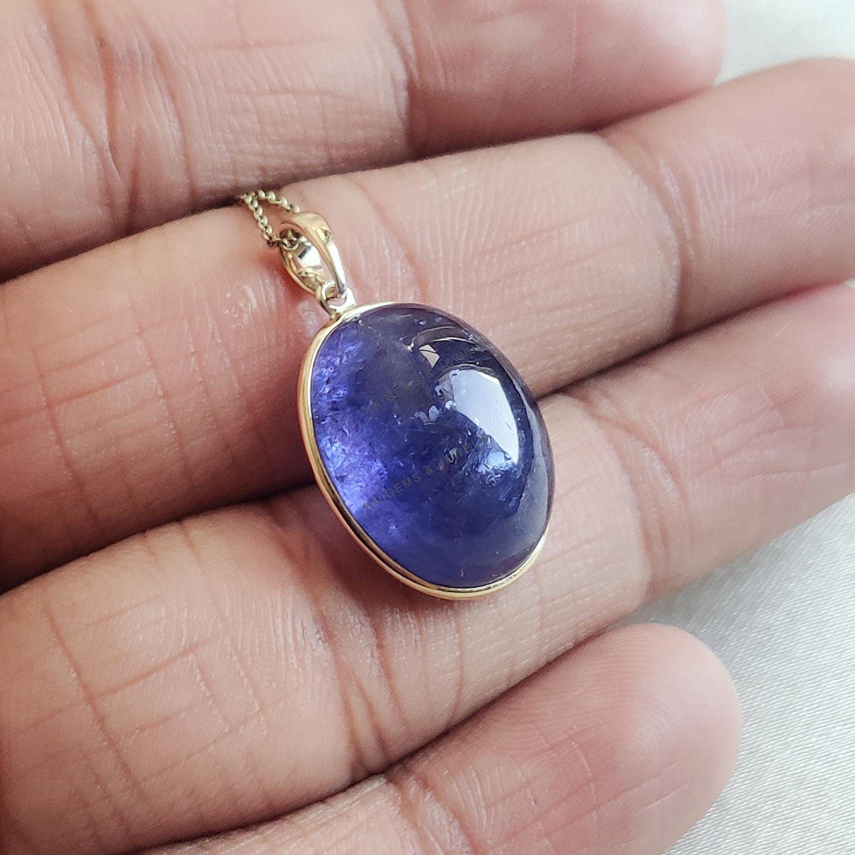Natural Tanzanite Pendant, 14K Solid Yellow Gold, December Birthstone