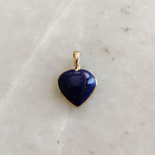 14K Solid Gold Natural Lapis Lazuli Heart Pendant, September Birthstone Valentine Gift
