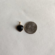 Natural Black Onyx Heart Pendant: 14K Solid Yellow Gold, December Birthstone