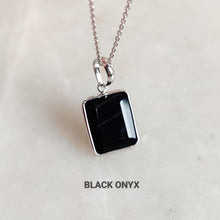 Natural Black & Green Onyx Octagon Bezel Pendant, 14K Solid White Gold, December Birthstone