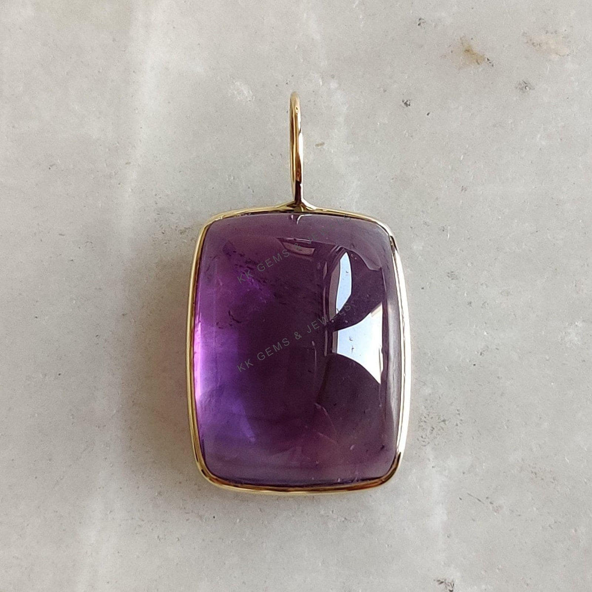 Natural Purple Amethyst Pendant, 14K Solid Yellow Gold Pendant, February Birthstone, Christmas Present
