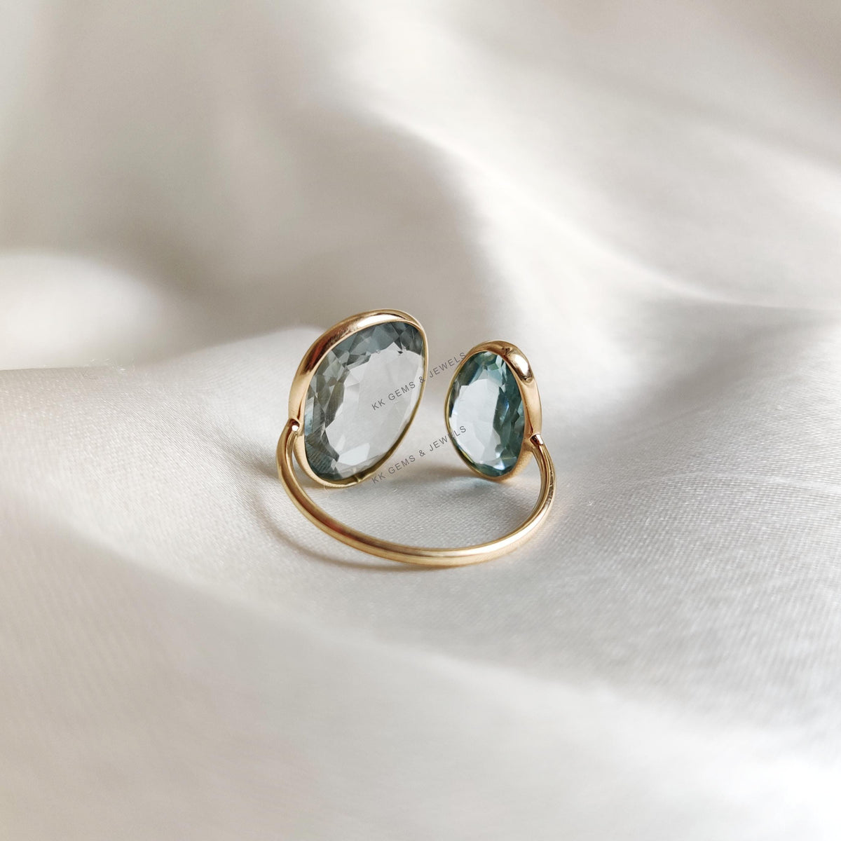 Natural Sky Blue Topaz Ring, 14K Solid Yellow Gold Ring, December Birthstone