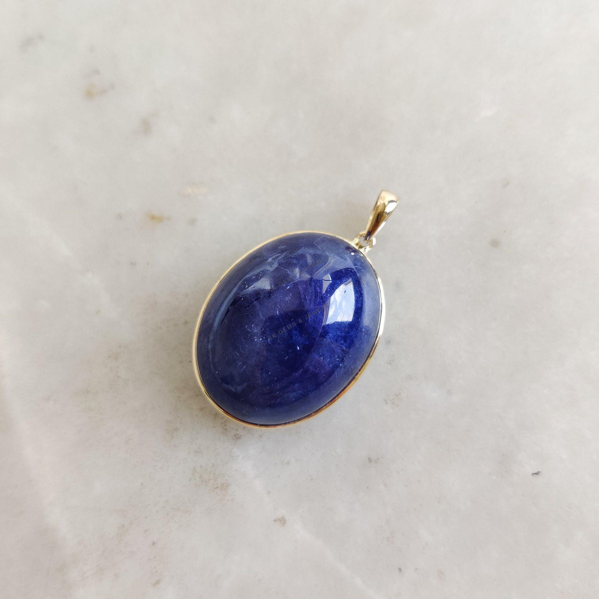 Natural Oval Tanzanite Pendant, 14K Solid Yellow Gold Bezel Pendant, Birthday Gift