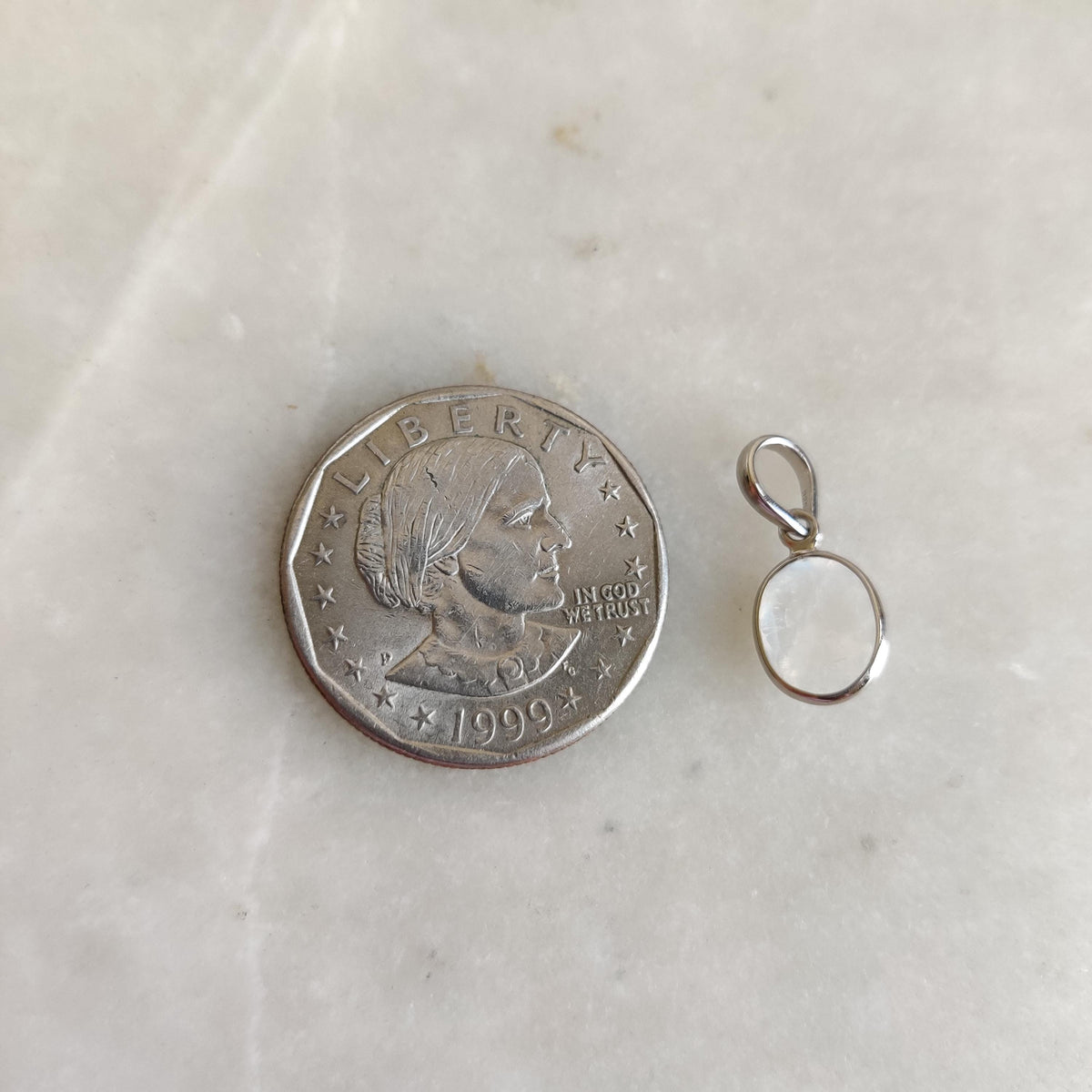 Natural Rainbow Moonstone Pendant, 14K Solid White Gold, June Birthstone