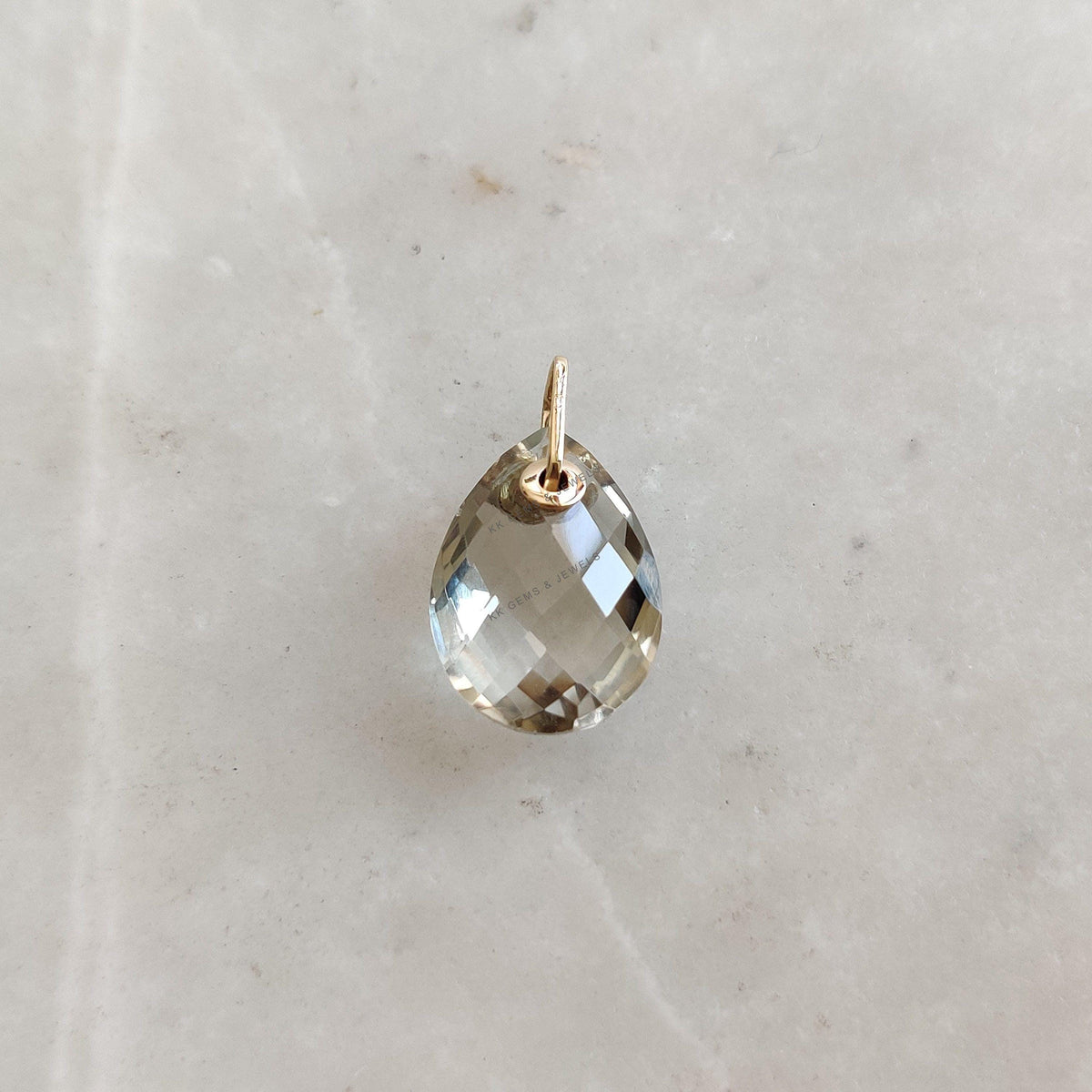 Natural Green Amethyst Pendant, 14K Solid Yellow Gold, Pear Briolette, February Birthstone