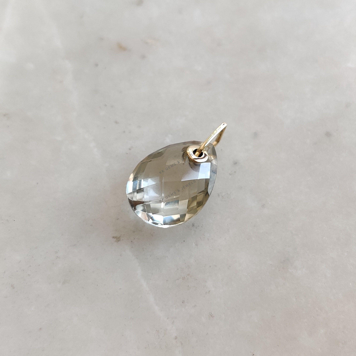 Natural Green Amethyst Pendant, 14K Solid Yellow Gold, Pear Briolette, February Birthstone