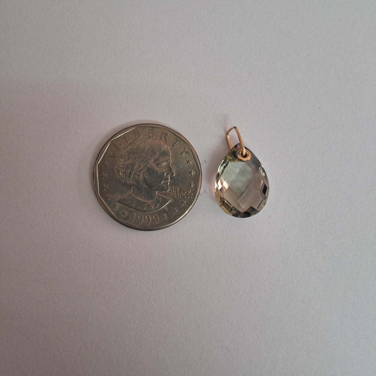 Natural Green Amethyst Pendant, 14K Solid Yellow Gold, Pear Briolette, February Birthstone