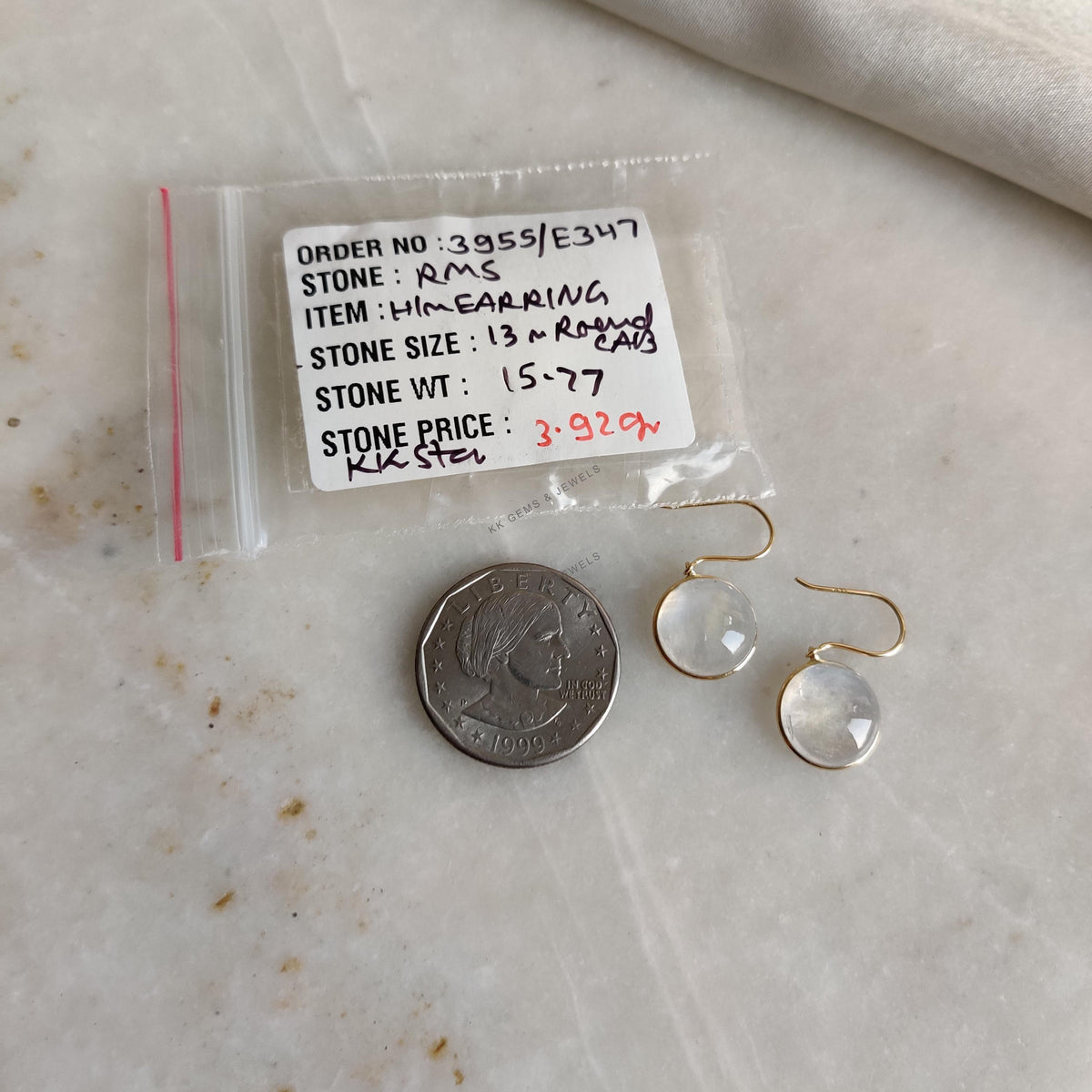 14K Solid Yellow Gold Natural Rainbow Moonstone Bezel Earrings, June Birthstone