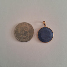 14K Solid Gold Natural Lapis Lazuli Pendant, Round Bezel Pendant, September Birthstone