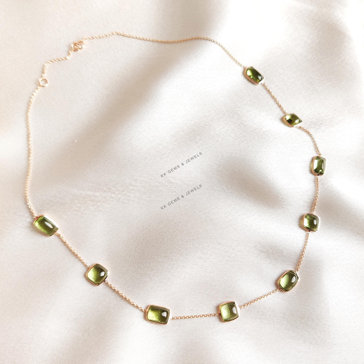 14K Solid Gold Natural Peridot Pendant, August Birthstone, Bezel Set