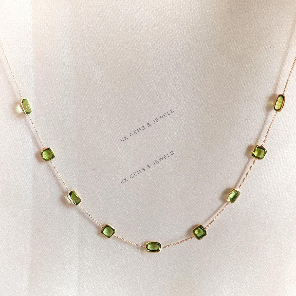 14K Solid Gold Natural Peridot Pendant, August Birthstone, Bezel Set