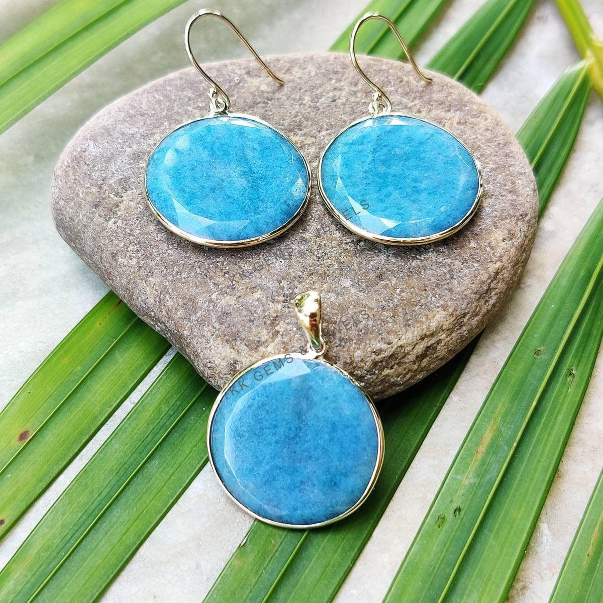 Natural Aqua Aura Quartz Earrings, 14K Solid Yellow Gold Danglers, April Birthstone