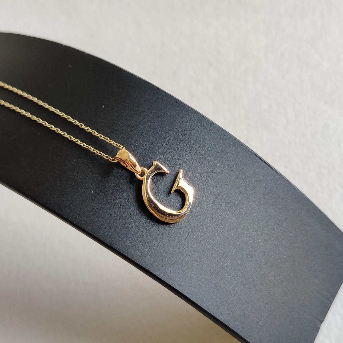 14K Solid Yellow Gold Initial G Pendant, Alphabet  Charm