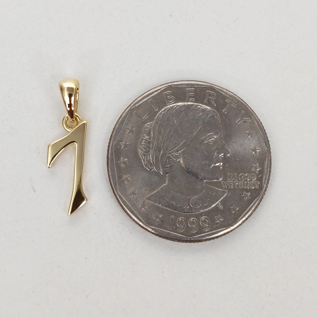 14K Solid Gold Number 7 Pendant: Dainty Birthday Gift