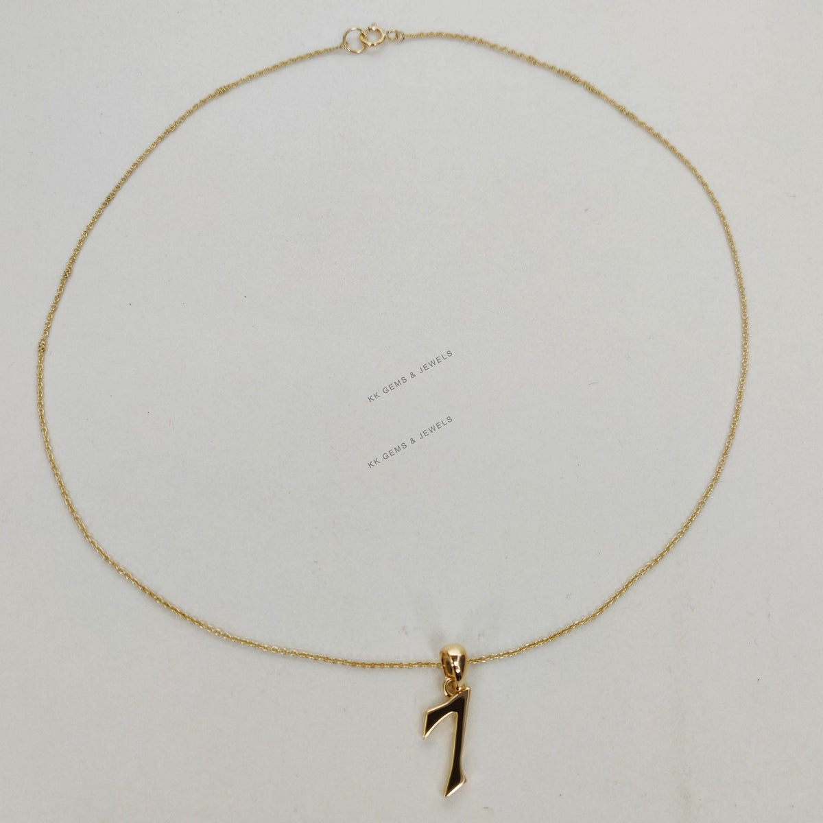 14K Solid Gold Number 7 Pendant: Dainty Birthday Gift