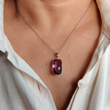 14K Solid Gold Natural Pink Amethyst Pendant, February Birthstone Jewelry