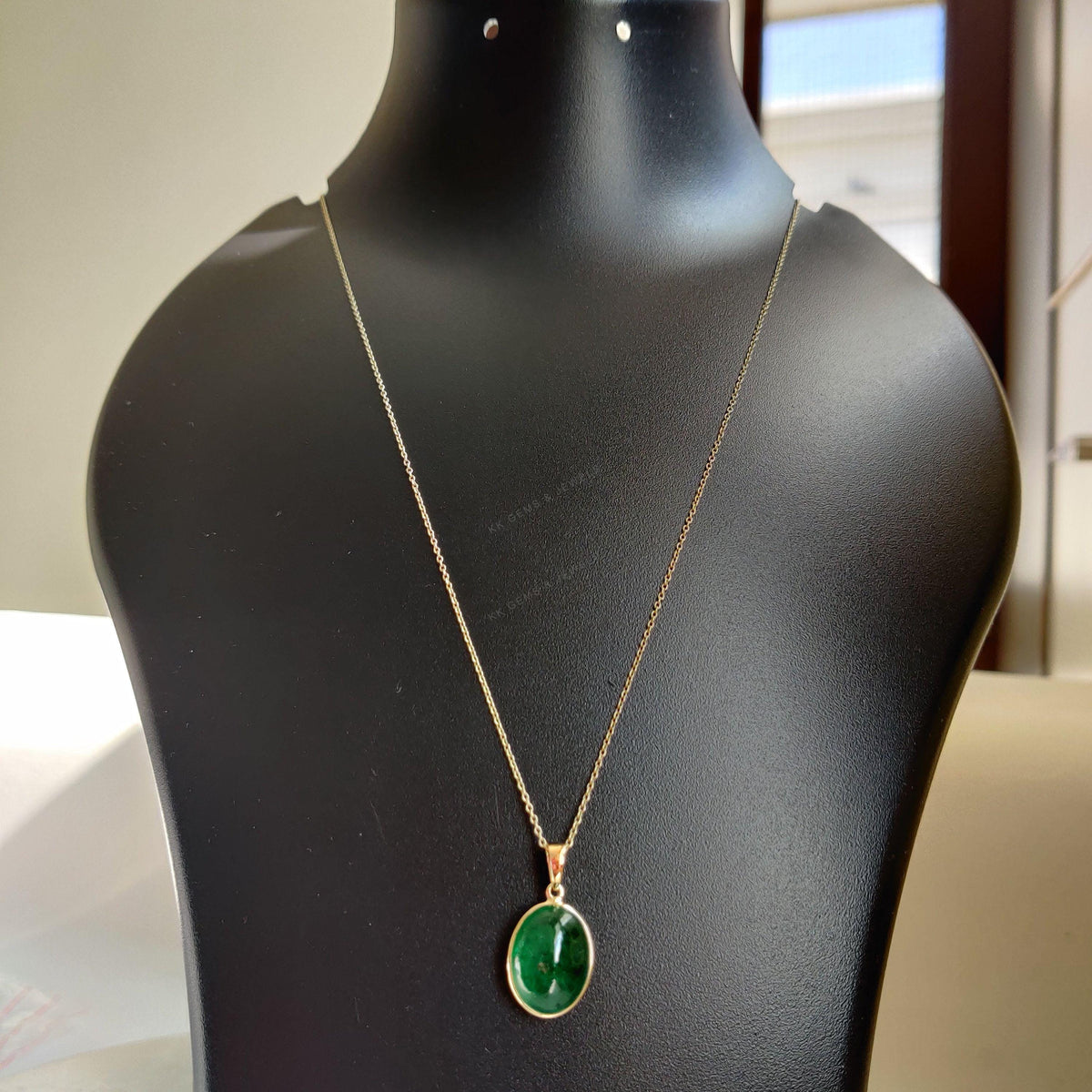 Natural Emerald Pendant, 14K Solid Yellow Gold Bezel Pendant, May Birthstone