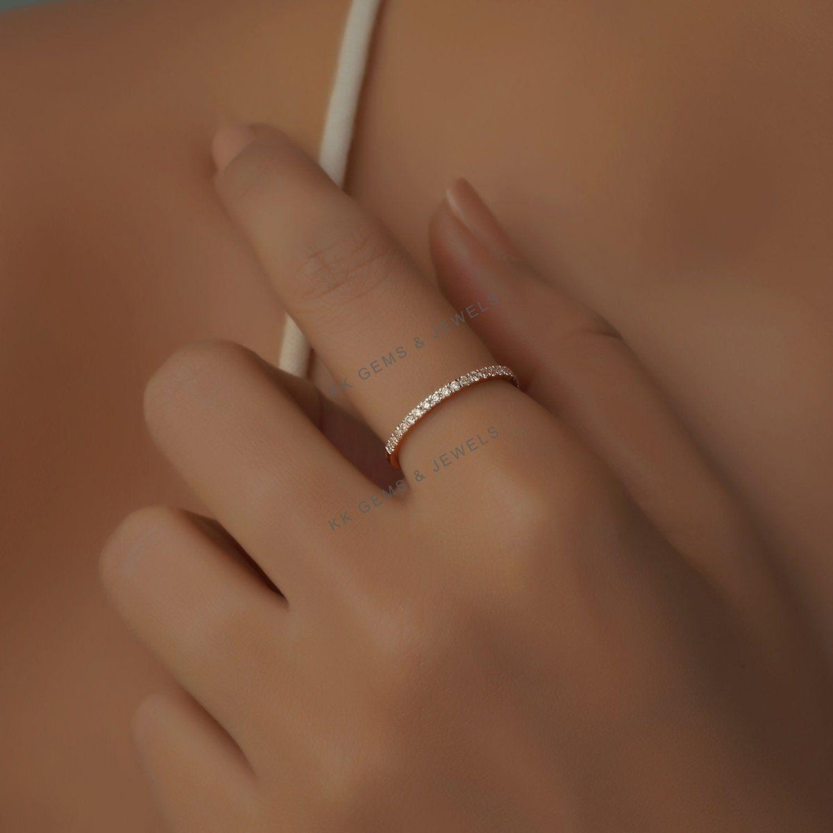 Dainty 14K Solid Gold Natural Diamond Ring, SI Clarity, Anniversary Gift, April Birthstone