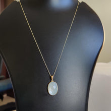 14K Solid Gold Natural White Moonstone Pendant, June Birthstone Jewelry