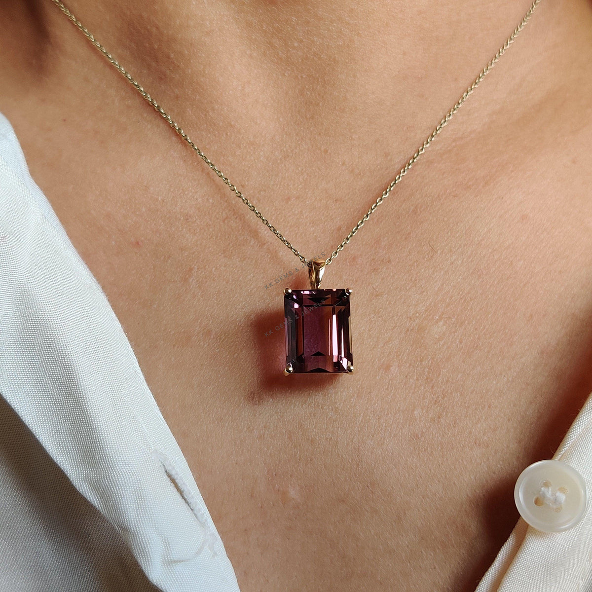 14K Solid Gold Natural Ametrine Pendant: Octagon Cut Gemstone, February November Birthstone