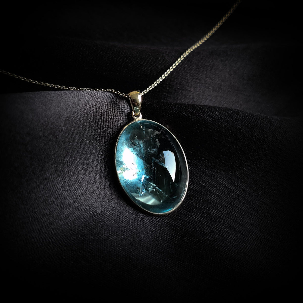 Natural Aquamarine 14K Solid Yellow Gold Bezel Pendant, March Birthstone