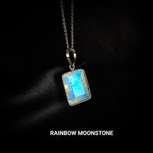 14K Solid White Gold Natural Rainbow Moonstone & Labradorite Peach Moonstone Bezel Pendant