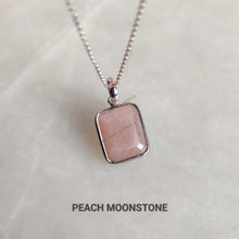 14K Solid White Gold Natural Rainbow Moonstone & Labradorite Peach Moonstone Bezel Pendant