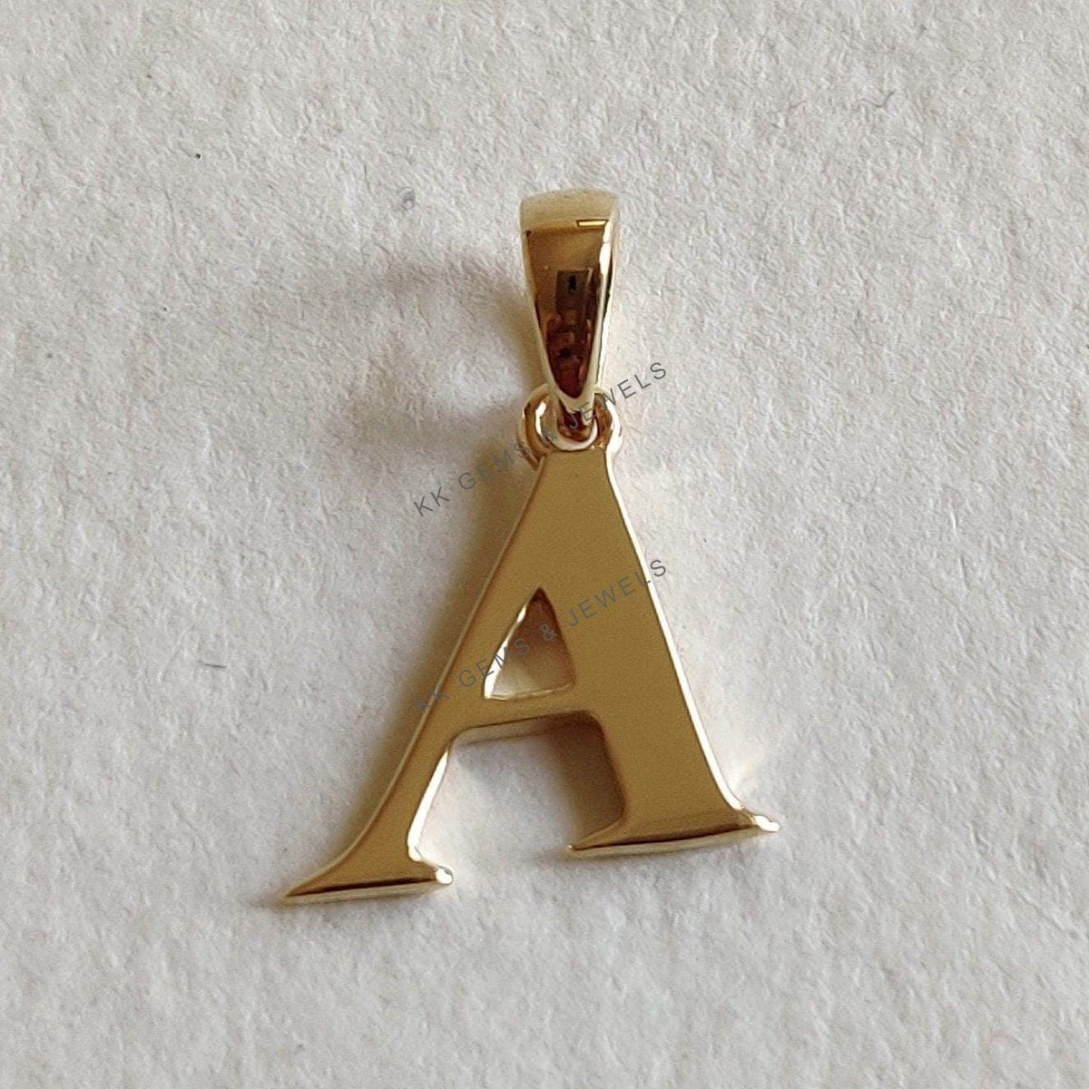 14K Solid Yellow Gold Initial A Pendant, Personalized Charm
