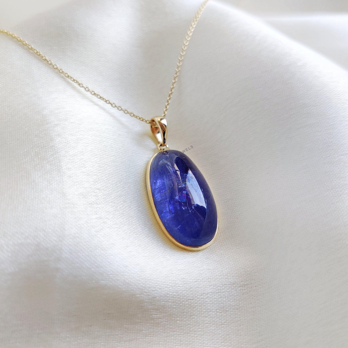 Oval Natural Tanzanite Pendant, 14K Solid Yellow Gold Pendant, December Birthstone