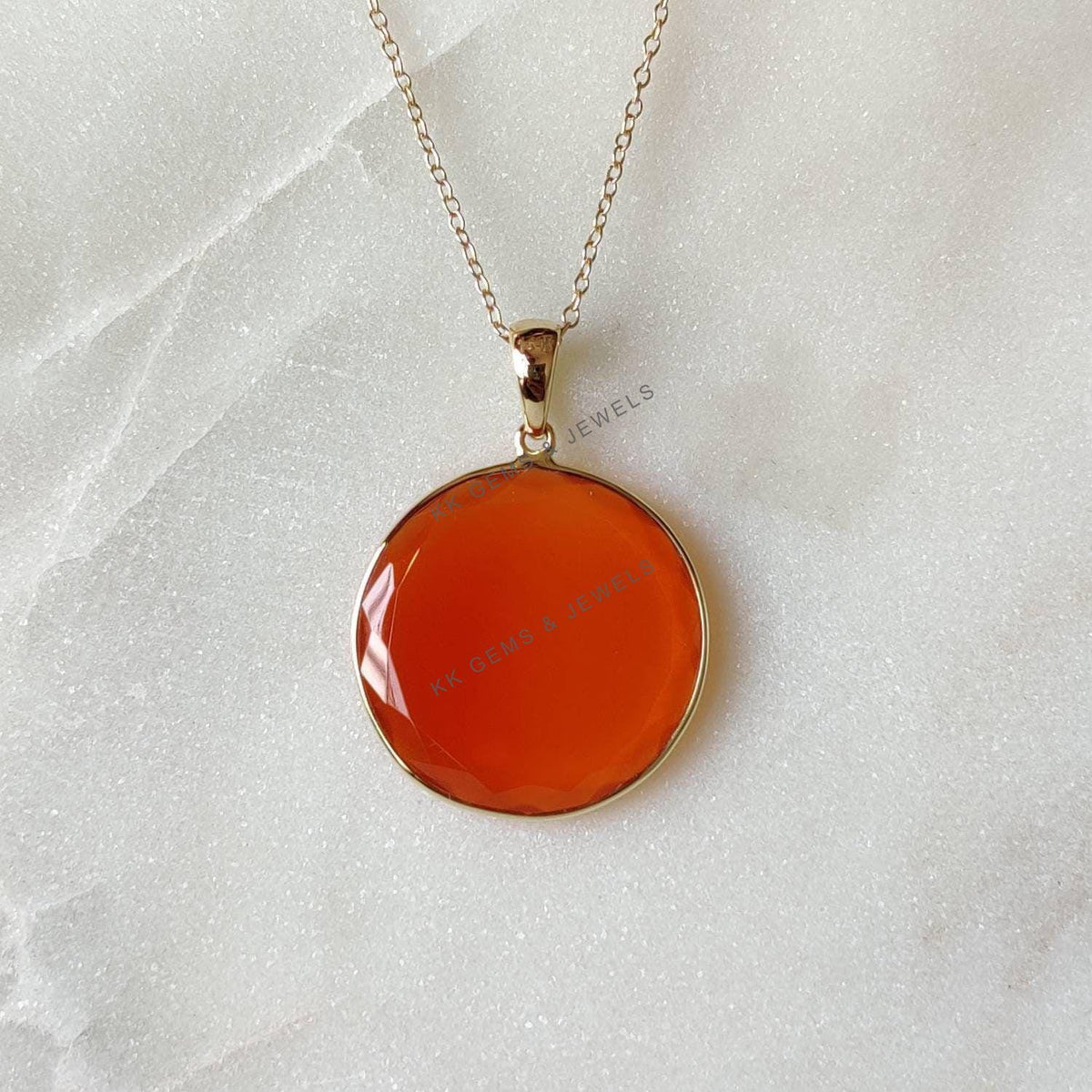 Natural Red Onyx Pendant, 14K Solid Yellow Gold Bezel Pendant, July Birthstone
