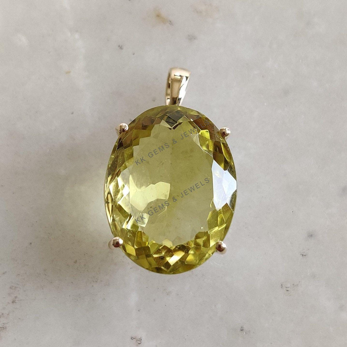 Natural Lemon Topaz Pendant, 14K Solid Yellow Gold, November Birthstone
