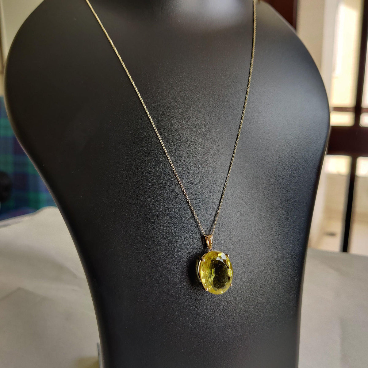 Natural Lemon Topaz Pendant, 14K Solid Yellow Gold, November Birthstone