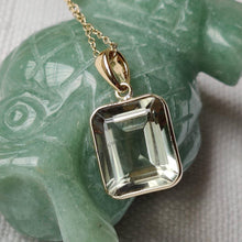 Natural Green Amethyst Octagon Bezel Pendant, 14K Solid Yellow Gold, February Birthstone