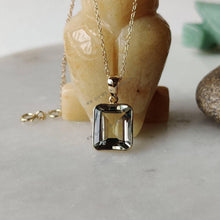 Natural Green Amethyst Octagon Bezel Pendant, 14K Solid Yellow Gold, February Birthstone