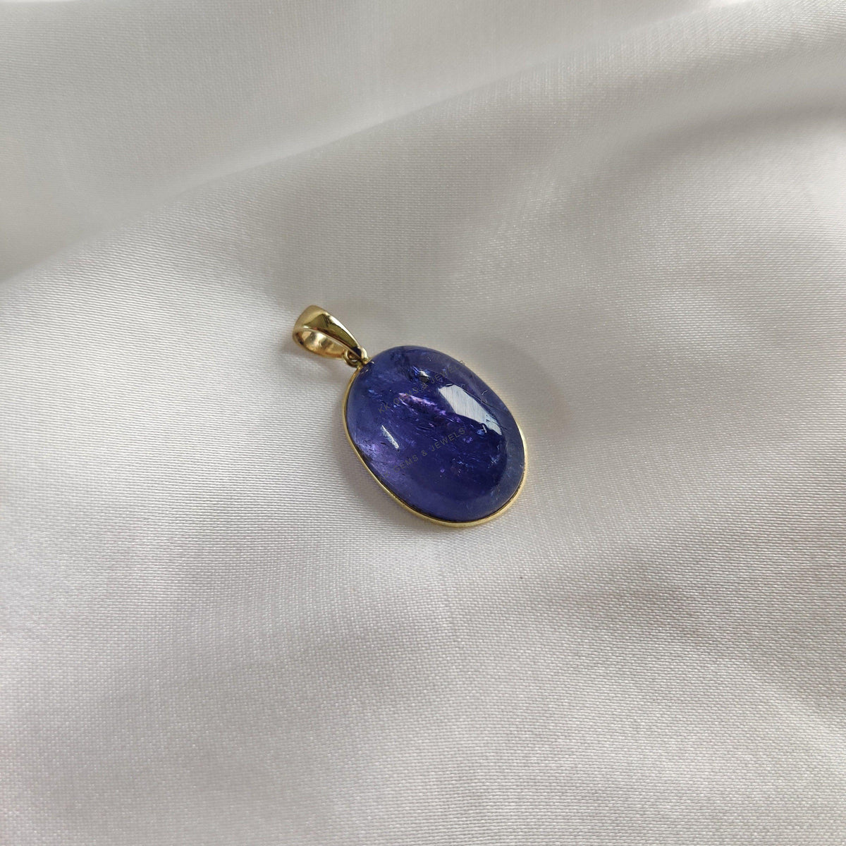 Natural Tanzanite 14K Solid Yellow Gold Pendant, Oval December Birthstone