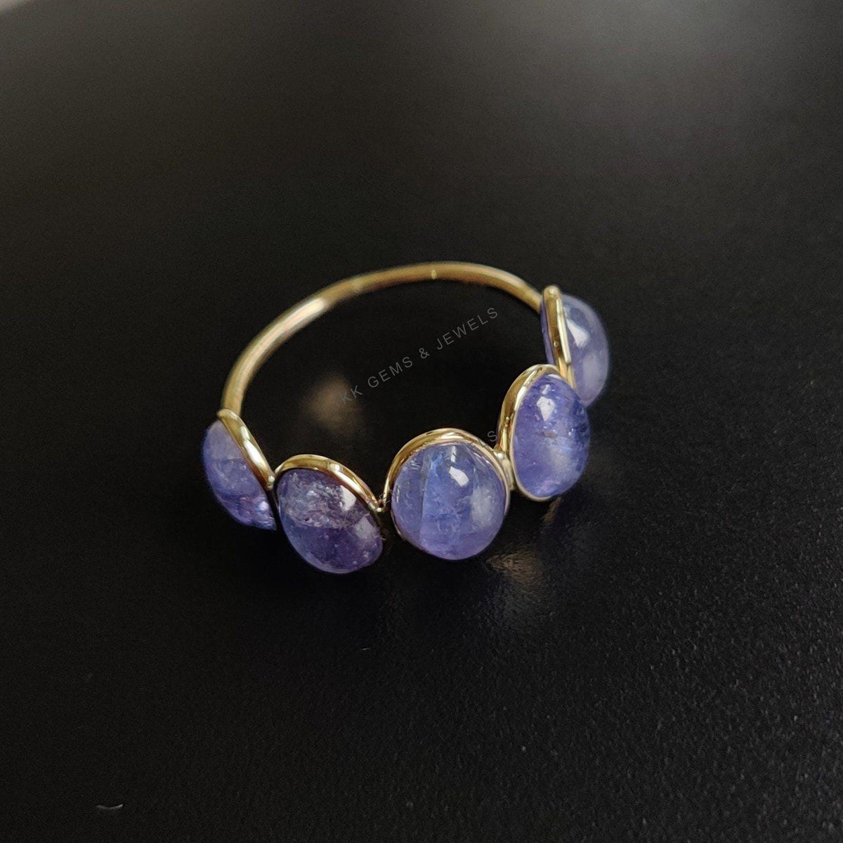 Natural Tanzanite 14K Solid Yellow Gold Ring, December Birthstone