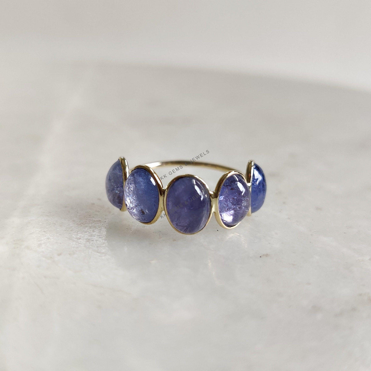 Natural Tanzanite 14K Solid Yellow Gold Ring, December Birthstone