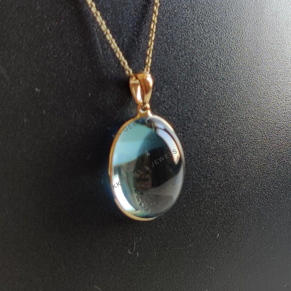 14K Solid Gold Natural Sky Blue Topaz Pendant: December Birthstone Jewelry